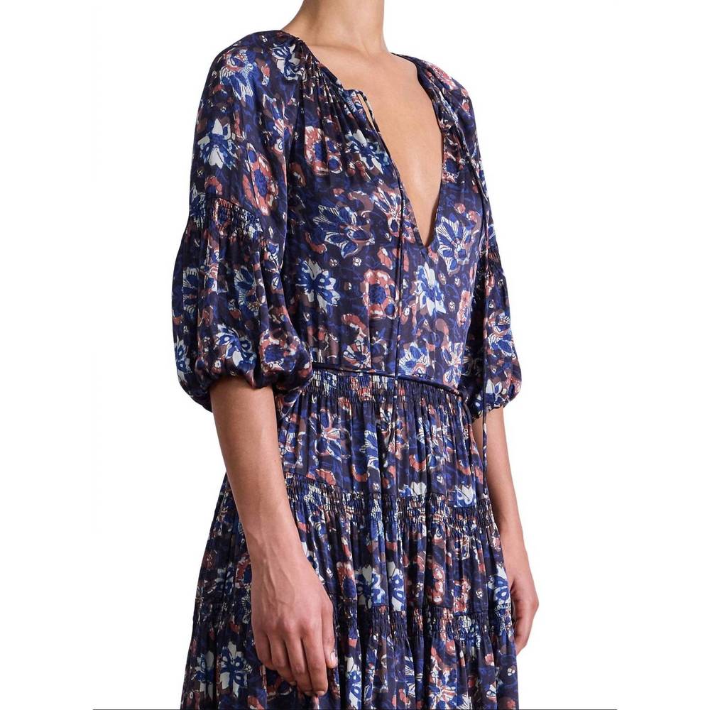 NEW APIECE APART women's santa cecilia dress in batik floral navy - Picture 4 of 5